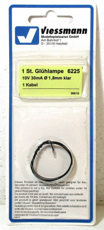 Viessmann 6225 Glühlampe 1 Stück 10V 30mA 1,8mm klar OVP (Z65-12F)