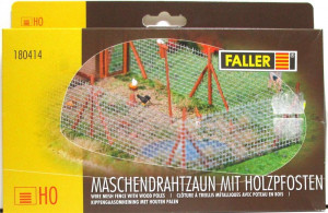 Faller H0 180414 Maschendrahtzaun mit Holzpfosten, 340 mm - OVP