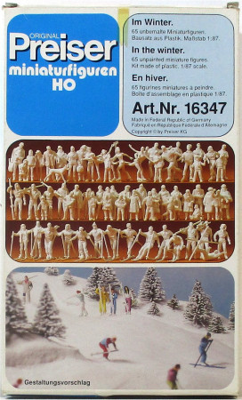 Preiser H0 16347 Figuren im Winter, unbemalt, 65 Stück  (3125f)