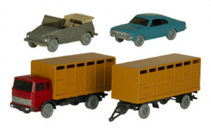 PMS H0 1/87 PMS 241265 Set Wiking-Verkehrs-Modelle Nr. 89 MB Viehtransporterhängerzug, Opel Commodore Coupe und VW 181  - NEU