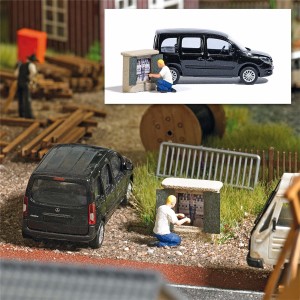 Busch H0 7903 Action Set: Verteilerkasten mit Monteur - NEU