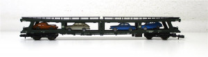 Fleischmann N 8285 Doppelstock Autotransportwagen mit 4 Autos DB (6563F)