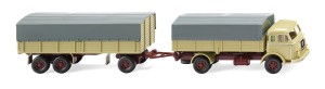 Wiking H0 1/87 041702 Henschel Pritschenhängerzug grünbeige - OVP NEU