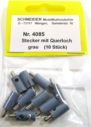 Schneider Z-H0 4085  Stecker mit Querloch grau (10 Stk) - NEU
