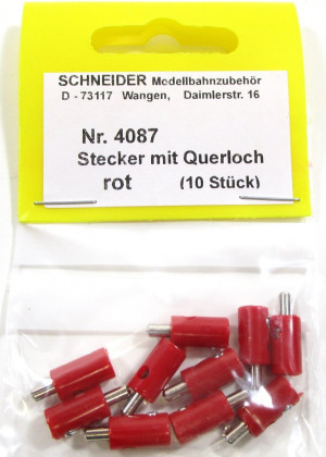 Schneider Z-H0 4087  Stecker mit Querloch rot (10 Stk) - NEU