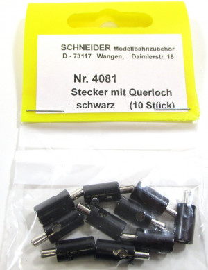 Schneider Z-H0 4081  Stecker mit Querloch schwarz (10 Stk) - NEU