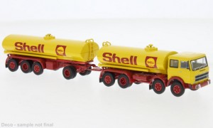 Brekina H0 1/87 58553 Fiat 691 Millepiedi Tankzug gelb, rot, 1970, Shell,  - NEU