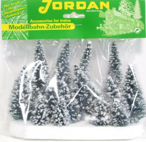 Jordan H0/N [43A] Modell-Schnee-Tannen weiß beflockt 4-12cm 15 Stück  - OVP NEU