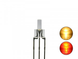 DUO Bi-Color LED 2mm lang klar 3pin Anode warmweiß / rot