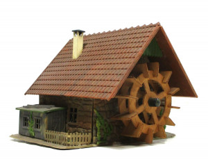 Fertigmodell H0 Mühle mit Motor ungeprüft Mühlrad aus Holz (H0-0057g)