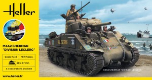 Heller 1:72 56894 STARTER KIT M4A2 Sherman Division Leclerc (deco.FR KIT