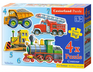 Castorland  B-04256-2 Vehicles, 4x Puzzle (4+5+6+7)Teile