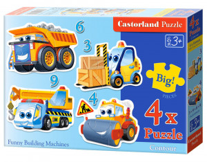Castorland  B-005024 Funny Building Machines,4xPuzzle 3+4+6+9