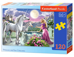 Castorland  B-13098-1 Princess and her Unicorns,Puzzle 120 Tei
