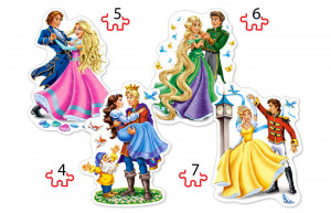 Castorland  B-04461-2 Princesses in Love,Puzzle 4+5+6+7 Teile