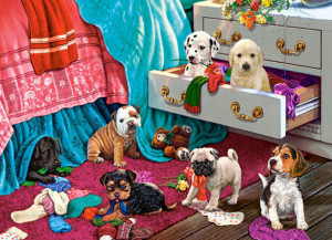 Castorland  B-030392 Puppies in the Bedroom, Puzzle 300 Teile