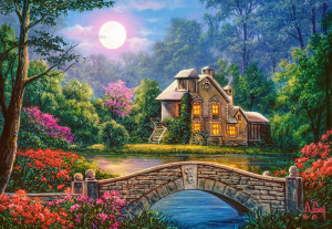 Castorland  C-104208-2 Cottage in the Moon Garden,Puzzle 1000Te