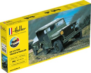 Heller 1:35 57105 STARTER KIT US 1/4 Ton Truck 'n Trailer