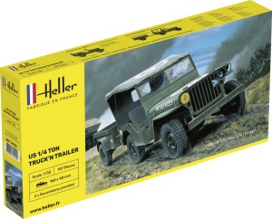 Heller 1:35 81105 US 1/4 Ton Truck 'n Trailer