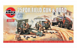 Airfix 1:76 A01305V 25pdr Field Gun & Quad, Vintage Classics