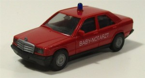 Spur H0 Herpa PKW Mercedes Benz 190 E Baby-Notarzt (10/13C)