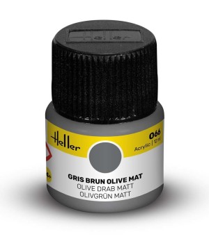 Heller  9066 Acrylfarbe 066 Oliv-Braungrau,  matt 12ml Modellbaufarbe