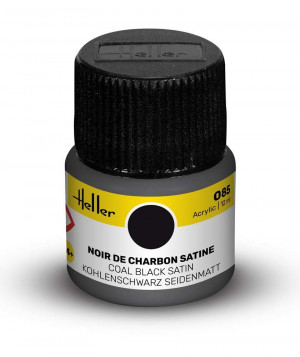 Heller  9085 Acrylfarbe  085 Schwarz-Carbonfarben, seidenmatt 12ml Modellbaufarbe