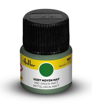 Heller  9101 Acrylfarbe 101 Mittelgrün, matt 12ml Modellbaufarbe