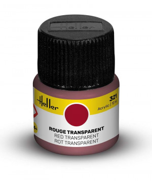 Heller  9321 Acrylfarbe 321 Rot, transparent 12ml Modellbaufarbe