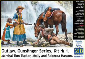Master Box Ltd. 1:35 MB35203 Outlow. Gunslinger series Kit No.1. Marshal Tom Tucker,Molly a.RebeccaHanson