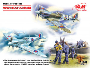 ICM 1:48 DS4802 WWII RAF Airfield (Spitfire Mk.IX,Spitfire MkVII,RAF Pilots a Ground Pers(7 fig