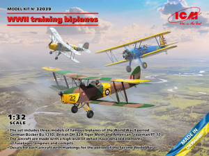 ICM 1:32 32039 WWII training biplanes (Bücker Bü 131D, DH.82A Tiger Moth, Stearman PT-17)