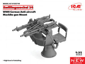 ICM 1:35 35714 Zwillingssockel 36, WWII German Anti-aircraft Machihe gun Mount (100% new molds)