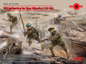 ICM 1:35 35704 US Infantry in Gas Masks(1918)4 Figures