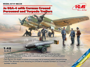 ICM 1:48 48229 Ju 88A-4 with German Ground Personnel and Torpedo Trailers