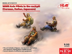 ICM 1:32 32111 WWII Axis Pilots in the cockpit (German, Italian, Japanese) (100% new molds)