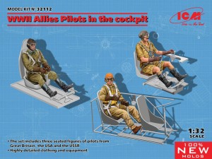 # ICM 1:32 32112 WWII Allies Pilots in the cockpit (British,Amarican,Soviet)(100%new molds)