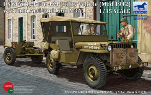 Bronco Models 1:35 CB35107 US GPW 4x4 Light Utility Truck w/37mm Anti-Tank Gun M3A1