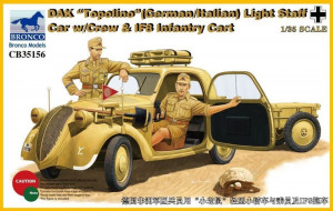 Bronco Models 1:35 CB35156 DAK Topolino (German-Italian)Light Staff Car w/Crew & IF8 Intantry Cart