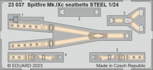 Eduard Accessories 1:24 23037 Spitfire Mk.IXc seatbelts STEEL 1/24 AIRFIX
