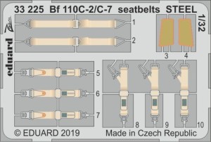 Eduard Accessories 1:32 33225 Bf 110C-2/C-7 seatbelts STEEL for Revell