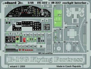 Eduard Accessories 1:48 49337 B-17G Flying Fortress cockpit interior für Revell/Monogram Bausatz