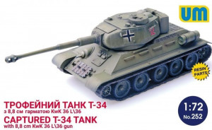 Unimodels 1:72 UM252 T-34 captured tank with 8,8 cm KwK 36L/36 gun