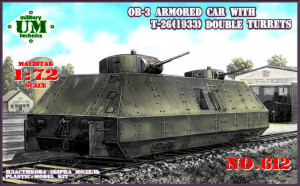Unimodels 1:72 UMT612 OB-3 armored railway car with two T-26