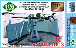 Unimodels 1:72 UMT652-003 Oerlikon 22mm/70 (0,79'') AA gun mark 10