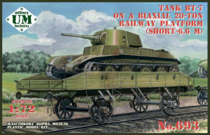 Unimodels 1:72 UMT693 BT-7 tank on a biaxial 20-ton railway platform (short - 6.6m)