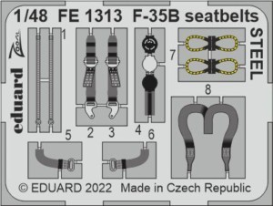Eduard Accessories 1:48 FE1313 F-35B seatbelts STEEL for ITALERI