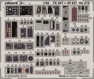 Eduard Accessories 1:48 FE947 He 219 for Tamiya