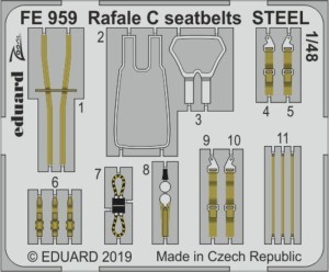 Eduard Accessories 1:48 FE959 Rafale C seatbelts STEEL for Revell