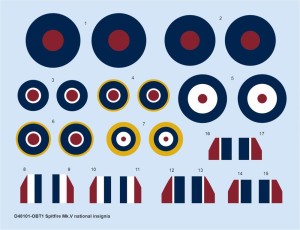 Eduard Accessories 1:48 D48101 Spitfire Mk.V national insignia for EDUARD